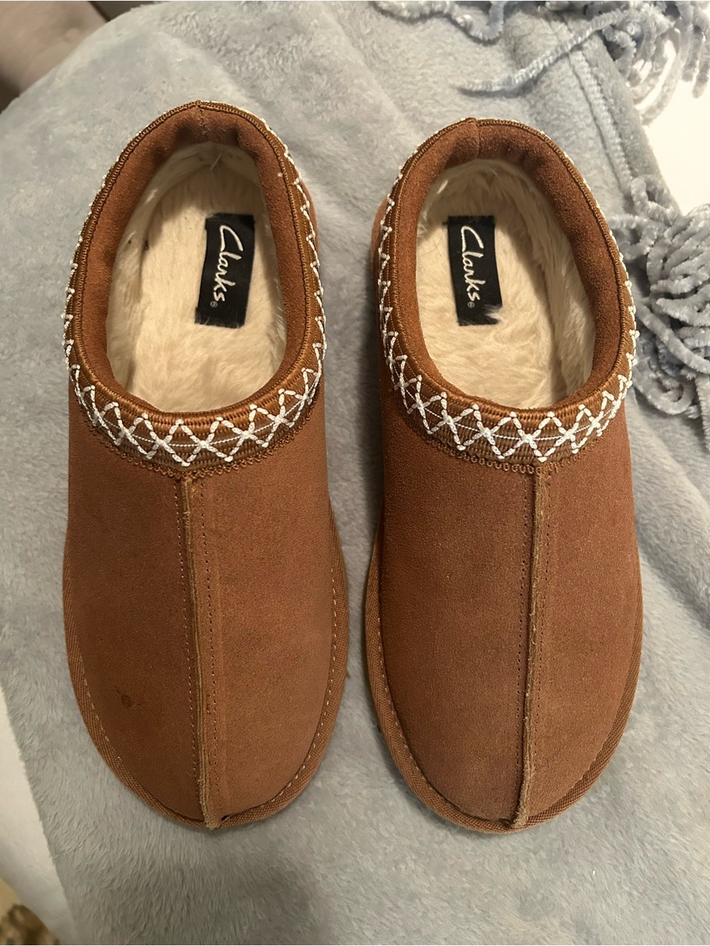 Clark’s suede fur lined clogs, brown, 8 - Picture 2 of 8